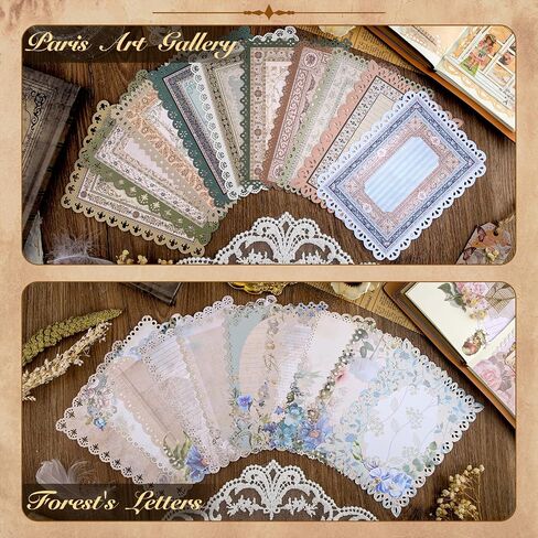 60 Sheets Vintage Lace Edged Scrapbook Paper Set – 6-Pack Assorted Retro Stationery for Letters, Scrapbooking, Journals, Collages, and DIY Crafts (4.9x6.9 Inches) in Kuwait