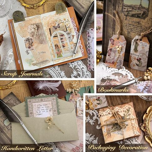 60 Sheets Vintage Lace Edged Scrapbook Paper Set – 6-Pack Assorted Retro Stationery for Letters, Scrapbooking, Journals, Collages, and DIY Crafts (4.9x6.9 Inches) in Kuwait