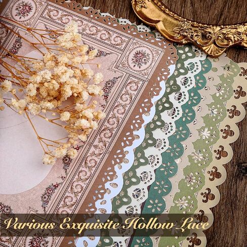60 Sheets Vintage Lace Edged Scrapbook Paper Set – 6-Pack Assorted Retro Stationery for Letters, Scrapbooking, Journals, Collages, and DIY Crafts (4.9x6.9 Inches) in Kuwait