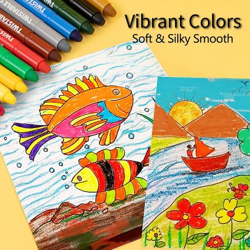 KERIFI Washable Jumbo Crayons, 24 Colors Silky Smooth Watercolor Gel Crayons Set, Twistable Non-Toxic Crayons for Kids 2-4 and 4-8, Art Supplies for Coloring Book for Gifts and School Projects in Saudi Arabia