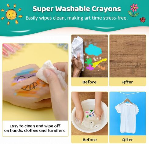 KERIFI Washable Jumbo Crayons, 24 Colors Silky Smooth Watercolor Gel Crayons Set, Twistable Non-Toxic Crayons for Kids 2-4 and 4-8, Art Supplies for Coloring Book for Gifts and School Projects in Saudi Arabia