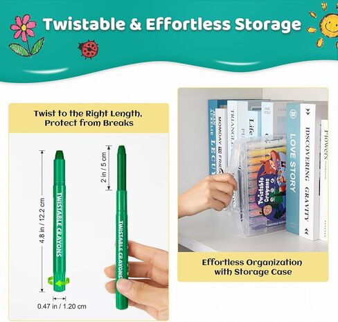 KERIFI Washable Jumbo Crayons, 24 Colors Silky Smooth Watercolor Gel Crayons Set, Twistable Non-Toxic Crayons for Kids 2-4 and 4-8, Art Supplies for Coloring Book for Gifts and School Projects in Saudi Arabia