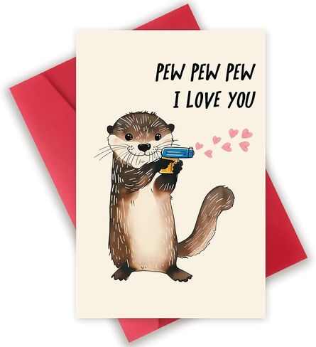 OJsensai Cute Otter Valentines Day Card for Husband Wife, Sweet Anniversary Birthday Gifts for Girlfriend Boyfriend, I Love You Card in Kuwait