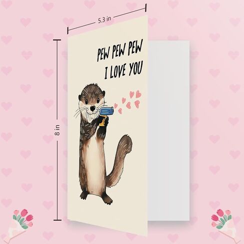OJsensai Cute Otter Valentines Day Card for Husband Wife, Sweet Anniversary Birthday Gifts for Girlfriend Boyfriend, I Love You Card in Kuwait