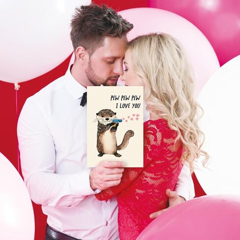 OJsensai Cute Otter Valentines Day Card for Husband Wife, Sweet Anniversary Birthday Gifts for Girlfriend Boyfriend, I Love You Card in Kuwait