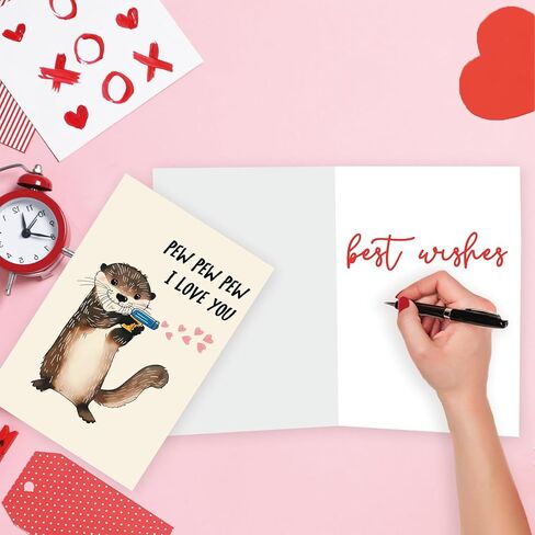 OJsensai Cute Otter Valentines Day Card for Husband Wife, Sweet Anniversary Birthday Gifts for Girlfriend Boyfriend, I Love You Card in Kuwait