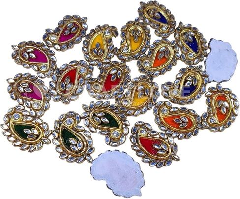 CRAFT LOVE Drop Kundan Patches for DIY Craft Work, Embroidery, sew on Clothes, Blouse, Saree, Jacket & Designing - Pack of 20 Pcs (4 cm X 2.5 cm) in Saudi Arabia