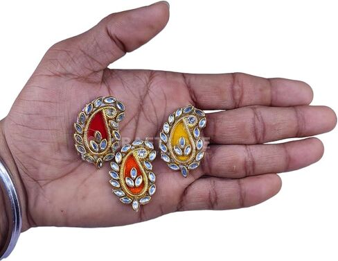 CRAFT LOVE Drop Kundan Patches for DIY Craft Work, Embroidery, sew on Clothes, Blouse, Saree, Jacket & Designing - Pack of 20 Pcs (4 cm X 2.5 cm) in Saudi Arabia