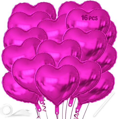16 PCS Heart Pallonons ، 18 بوصة حب أحمر بالون قلب على شكل قلب للاحتفال بالذكرى السنوية حفل عيد ميلاد حفلة عيد الحب زخارف الطفل دش الزفاف المزخرفة اللوازم in Kuwait