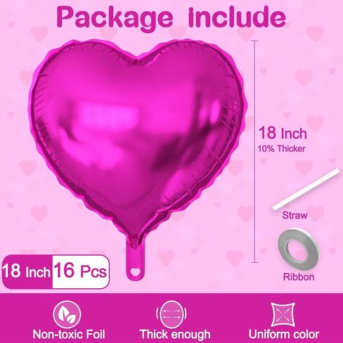 16 PCS Heart Pallonons ، 18 بوصة حب أحمر بالون قلب على شكل قلب للاحتفال بالذكرى السنوية حفل عيد ميلاد حفلة عيد الحب زخارف الطفل دش الزفاف المزخرفة اللوازم in Kuwait