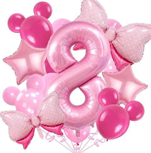 4th Birthday Decorations for Girls, 20PCS Pink Number Balloons 4th Birthday Balloon Set, Pink Bow Balloons Star Balloons with 40 Inch Pink Number 4 for Girl Birthday Party Decoration in Saudi Arabia