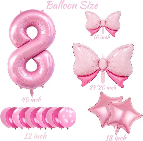 4th Birthday Decorations for Girls, 20PCS Pink Number Balloons 4th Birthday Balloon Set, Pink Bow Balloons Star Balloons with 40 Inch Pink Number 4 for Girl Birthday Party Decoration in Saudi Arabia