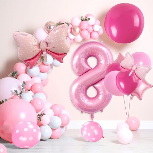 4th Birthday Decorations for Girls, 20PCS Pink Number Balloons 4th Birthday Balloon Set, Pink Bow Balloons Star Balloons with 40 Inch Pink Number 4 for Girl Birthday Party Decoration in Saudi Arabia