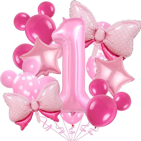 4th Birthday Decorations for Girls, 20PCS Pink Number Balloons 4th Birthday Balloon Set, Pink Bow Balloons Star Balloons with 40 Inch Pink Number 4 for Girl Birthday Party Decoration in Saudi Arabia