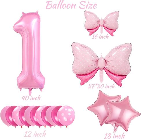 4th Birthday Decorations for Girls, 20PCS Pink Number Balloons 4th Birthday Balloon Set, Pink Bow Balloons Star Balloons with 40 Inch Pink Number 4 for Girl Birthday Party Decoration in Saudi Arabia