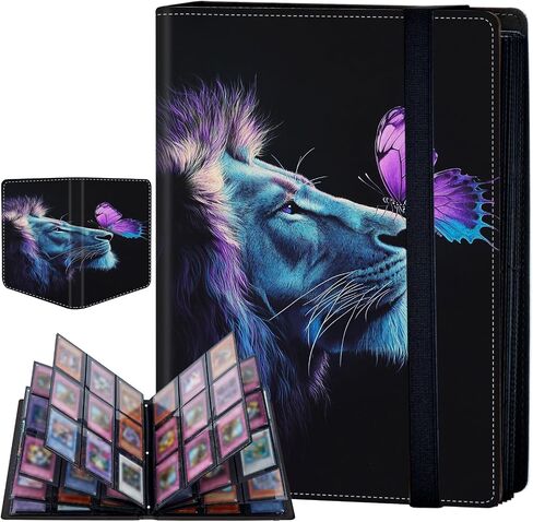 9 Pocket Card Binder for Trading Cards, Trading Card with Sleeves Holder Album, PU Leather Cover Card Collection Binder Large Capacity 360 Pocket Storage Card Sleeves for MTG,TCG, Book Purple Dragon in Kuwait