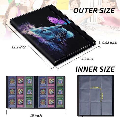 9 Pocket Card Binder for Trading Cards, Trading Card with Sleeves Holder Album, PU Leather Cover Card Collection Binder Large Capacity 360 Pocket Storage Card Sleeves for MTG,TCG, Book Purple Dragon in Kuwait