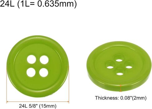 HARFINGTON 20pcs 24L Sewing Buttons 5/8"(15mm) Resin Round Flat 4-Hole Craft Replacement Buttons for Sewing Clothing and DIY, Black in Saudi Arabia