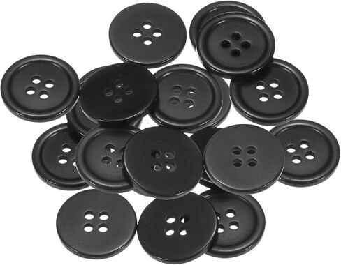 HARFINGTON 20pcs 24L Sewing Buttons 5/8"(15mm) Resin Round Flat 4-Hole Craft Replacement Buttons for Sewing Clothing and DIY, Black in Saudi Arabia
