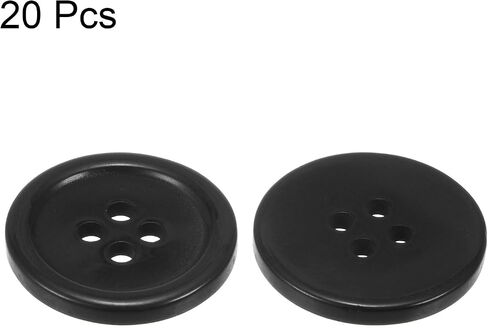 HARFINGTON 20pcs 24L Sewing Buttons 5/8"(15mm) Resin Round Flat 4-Hole Craft Replacement Buttons for Sewing Clothing and DIY, Black in Saudi Arabia
