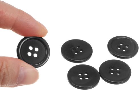 HARFINGTON 20pcs 24L Sewing Buttons 5/8"(15mm) Resin Round Flat 4-Hole Craft Replacement Buttons for Sewing Clothing and DIY, Black in Saudi Arabia