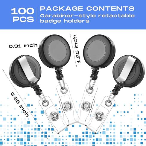 Zonon 100 Pcs Retractable Badge Reel Badge Holder Badge Clip Badge Reels Bulk with Metal Belt Clip Name Badge Reels Holders for Nurses Teachers Students Office School Supplies (Solid Blue) in Kuwait