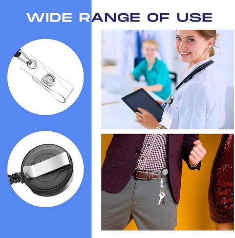 Zonon 100 Pcs Retractable Badge Reel Badge Holder Badge Clip Badge Reels Bulk with Metal Belt Clip Name Badge Reels Holders for Nurses Teachers Students Office School Supplies (Solid Blue) in Kuwait