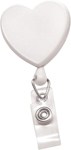 Specialist ID Heart Shaped Retractable Badge Reel with Rotating Swivel Spring Clip - Cute Heavy Duty Name Tag Reels for Nurses, Pediatrics, Teachers, EKG and More (White) in Kuwait