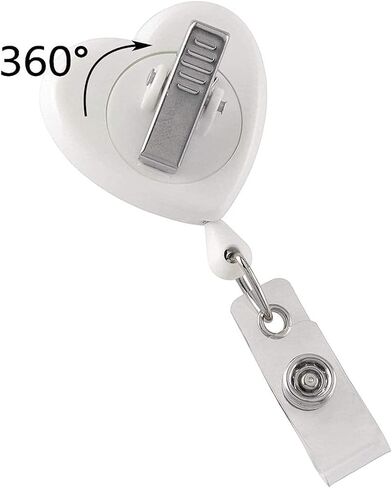 Specialist ID Heart Shaped Retractable Badge Reel with Rotating Swivel Spring Clip - Cute Heavy Duty Name Tag Reels for Nurses, Pediatrics, Teachers, EKG and More (White) in Kuwait