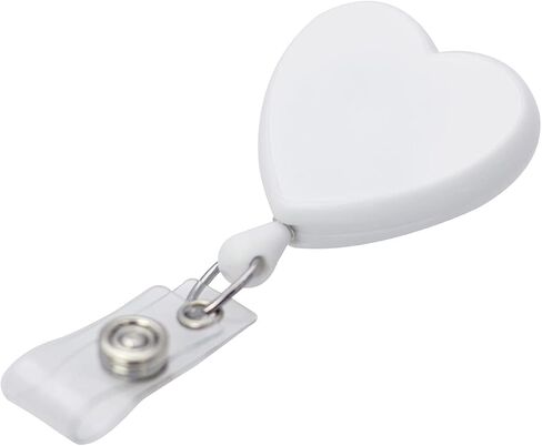 Specialist ID Heart Shaped Retractable Badge Reel with Rotating Swivel Spring Clip - Cute Heavy Duty Name Tag Reels for Nurses, Pediatrics, Teachers, EKG and More (White) in Kuwait
