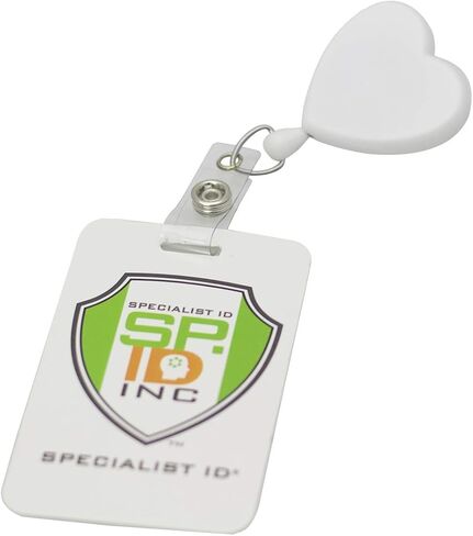 Specialist ID Heart Shaped Retractable Badge Reel with Rotating Swivel Spring Clip - Cute Heavy Duty Name Tag Reels for Nurses, Pediatrics, Teachers, EKG and More (White) in Kuwait