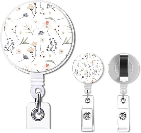 2 Pack Badge Reels Retractable,Id Badge Holders Retractable,Badge Clips Retractable ID Card Holder for Teacher, Student, Office Worker(summer flowers) in Saudi Arabia