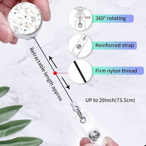 2 Pack Badge Reels Retractable,Id Badge Holders Retractable,Badge Clips Retractable ID Card Holder for Teacher, Student, Office Worker(summer flowers) in Saudi Arabia