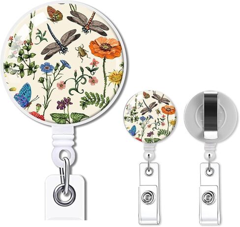 2 Pack Badge Reels Retractable,Id Badge Holders Retractable,Badge Clips Retractable ID Card Holder for Teacher, Student, Office Worker(summer flowers) in Saudi Arabia