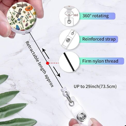 2 Pack Badge Reels Retractable,Id Badge Holders Retractable,Badge Clips Retractable ID Card Holder for Teacher, Student, Office Worker(summer flowers) in Saudi Arabia