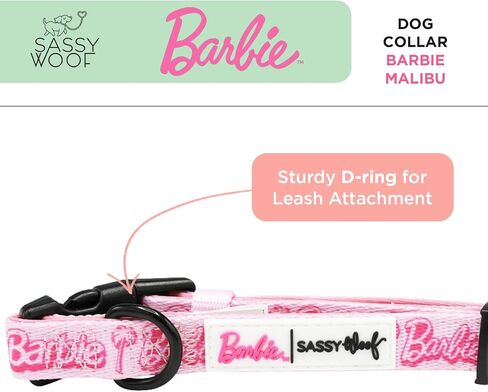 Dog Collar Barbie™ Malibu - M, Adjustable, Durable, Comfortable and Stylish Pet Accessories for Medium Dogs - Officially Licensed in Kuwait