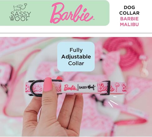 Dog Collar Barbie™ Malibu - M, Adjustable, Durable, Comfortable and Stylish Pet Accessories for Medium Dogs - Officially Licensed in Kuwait