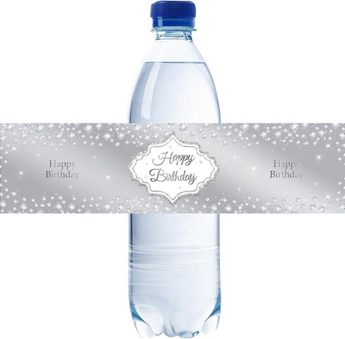 32pcs Purple Happy Birthday Water Bottle Labels, Diamond Purple Glitter Cheers to 16/21/30/40 Years Birthday Stickers, Happy Birthday/Anniversary Water Bottle Lables for Women Girl in Kuwait