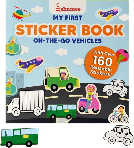 Shumee Reusable Sticker Book for Kids 3+ Years, 160+ Stickers for kids, 8 Scenes Cars, Trucks, Planes, Bikes, Boat, Sticker Books for Girls Boys, Safe, Sticker Books For Toddlers, Valentine's Day Gift in Saudi Arabia