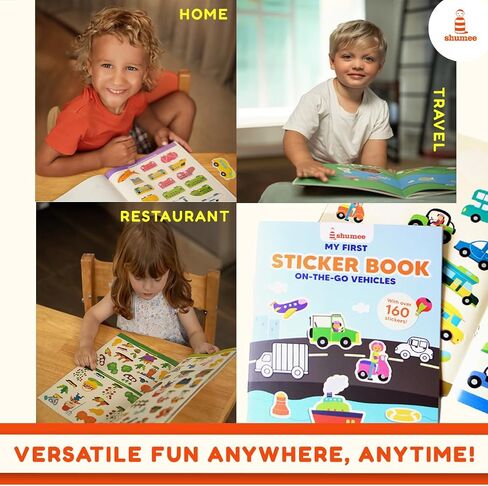 Shumee Reusable Sticker Book for Kids 3+ Years, 160+ Stickers for kids, 8 Scenes Cars, Trucks, Planes, Bikes, Boat, Sticker Books for Girls Boys, Safe, Sticker Books For Toddlers, Valentine's Day Gift in Saudi Arabia