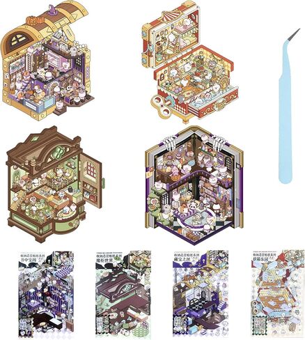 4 Sets DIY 3D House Stickers, Make Your Own Scene, Fun and Creative Stickers for Adults and Kids(New) in Saudi Arabia