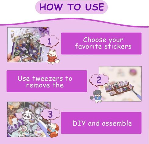 4 Sets DIY 3D House Stickers, Make Your Own Scene, Fun and Creative Stickers for Adults and Kids(New) in Saudi Arabia