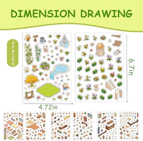 4 Sets DIY 3D House Stickers, Make Your Own Scene, Fun and Creative Stickers for Adults and Kids(New) in Saudi Arabia