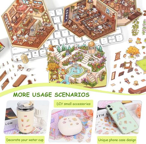 4 Sets DIY 3D House Stickers, Make Your Own Scene, Fun and Creative Stickers for Adults and Kids(New) in Saudi Arabia
