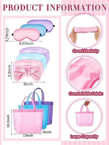 Sintuff 24 Pcs Sleepover Party Supplies for Girls 6 Spa Party Robes 6 Tote Bags 6 Headbands 6 Spa Masks in Saudi Arabia