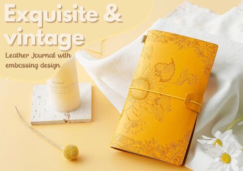 InnoBeta Sunflower gifts for Women Leather Journal Notebook 7x5 Inches, Refillable Sketchbook, Travel Diary, Lined Planner - Yellow - Magic Sunflower in Saudi Arabia