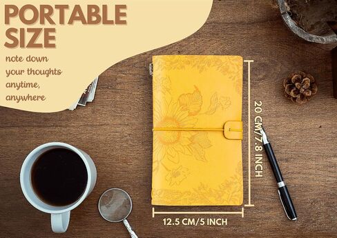 InnoBeta Sunflower gifts for Women Leather Journal Notebook 7x5 Inches, Refillable Sketchbook, Travel Diary, Lined Planner - Yellow - Magic Sunflower in Saudi Arabia