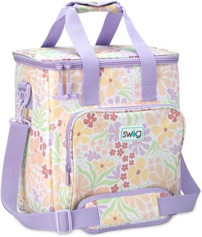 حقيبة تبريد ثلاثية معزولة بسحاب من Swig Life، حقيبة تبريد كبيرة للسفر تحمل 16-24 علبة، أو 6 زجاجات نبيذ، أو حقيبة بقالة معزولة، أو حقيبة توصيل الطعام، أو مبرد الشاطئ in Kuwait