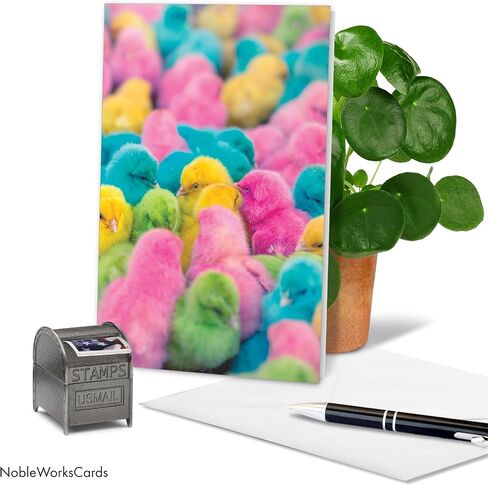 NobleWorks Easter Greeting Card with 5 x 7 Inch Envelope (1 Card) Bunny Flowers C10963EAG in Kuwait