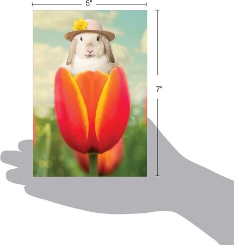 NobleWorks Easter Greeting Card with 5 x 7 Inch Envelope (1 Card) Bunny Flowers C10963EAG in Kuwait